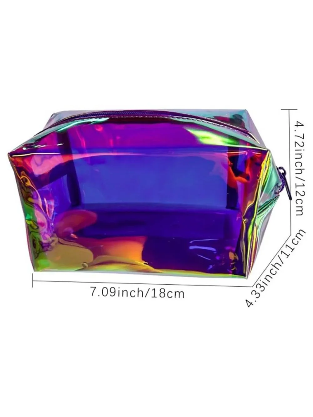 Purple Holographic PVC Cosmetic Toiletry Bag Laser Waterproof Toiletry